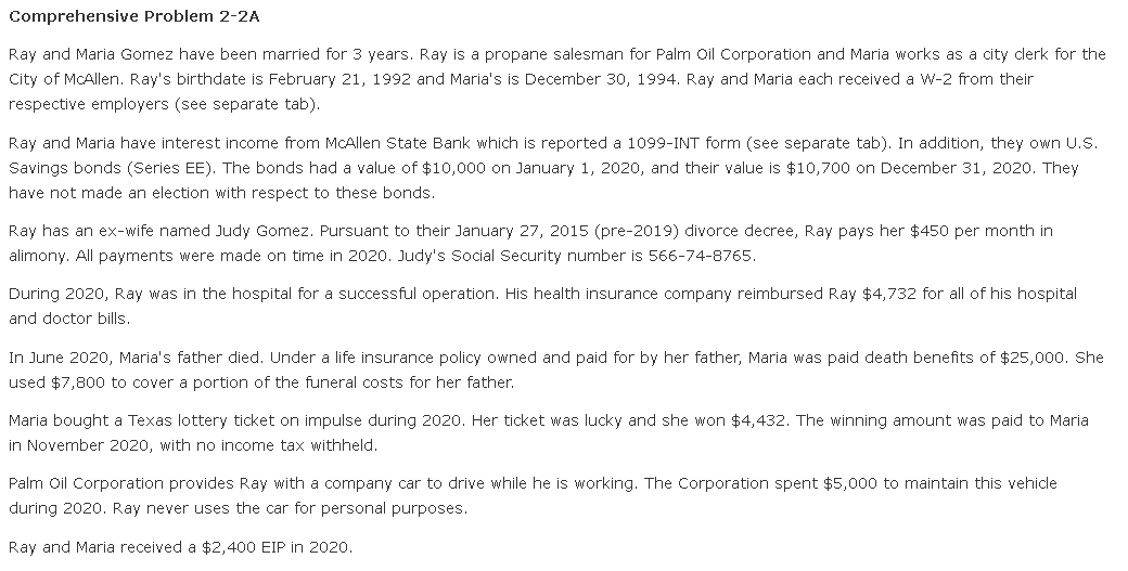 Comprehensive Problem 2 2a Ray And Maria Gomez Have Chegg Com