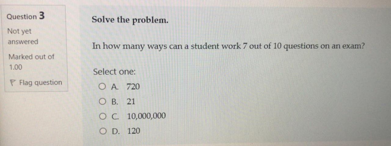 Solved Question 3 Solve the problem. Not yet answered In how | Chegg.com