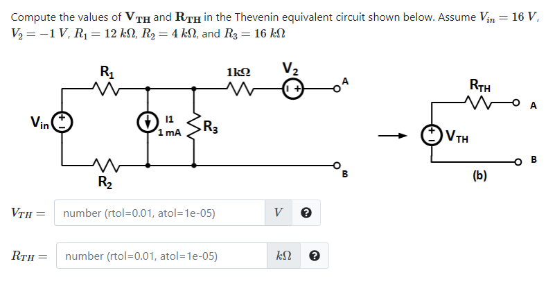 Solved Compute The Values Of Vth And Rth In The Thevenin | Chegg.com