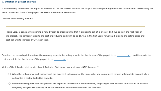 Solved 7. Inflation in project analysis It is often easy to | Chegg.com