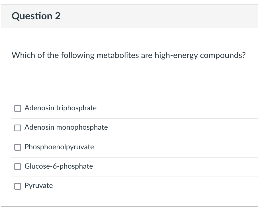 Solved Question 2 Which of the following metabolites are | Chegg.com