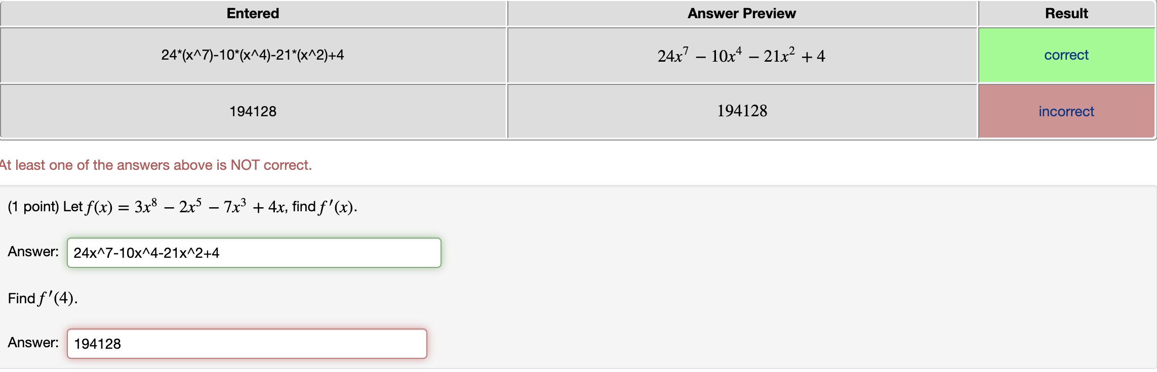Solved Entered Answer Preview Result | Chegg.com