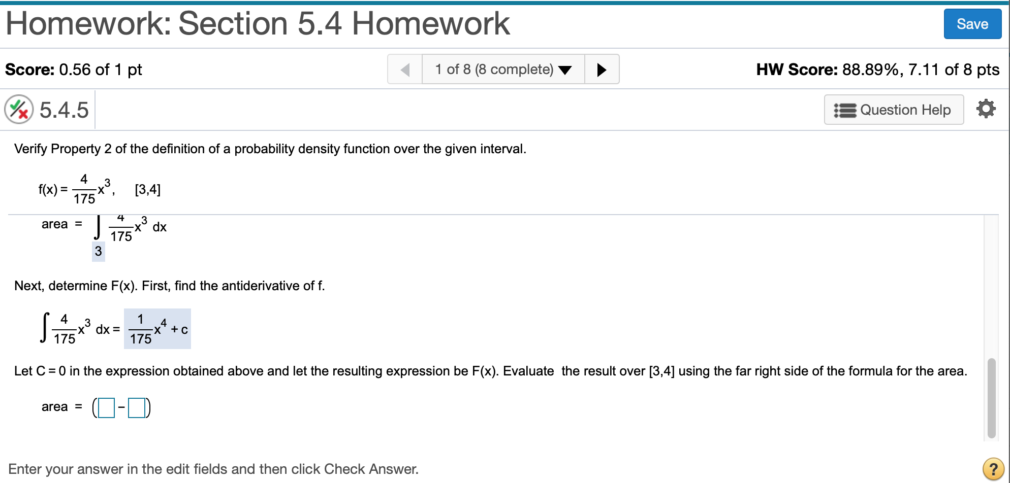 Solved Homework: Section 5.4 Homework Save Score: 0.56 Of 1 | Chegg.com