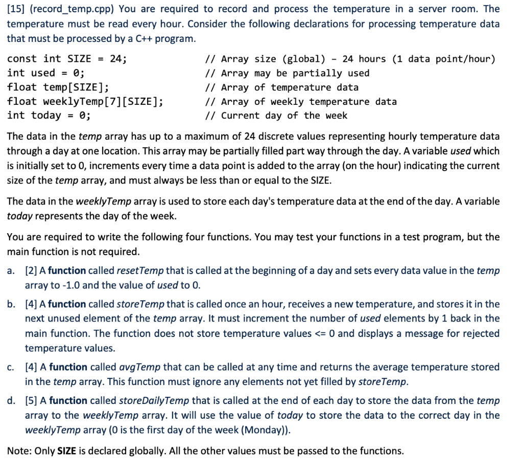 Solved [15] (record_temp.cpp) You are required to record and | Chegg.com