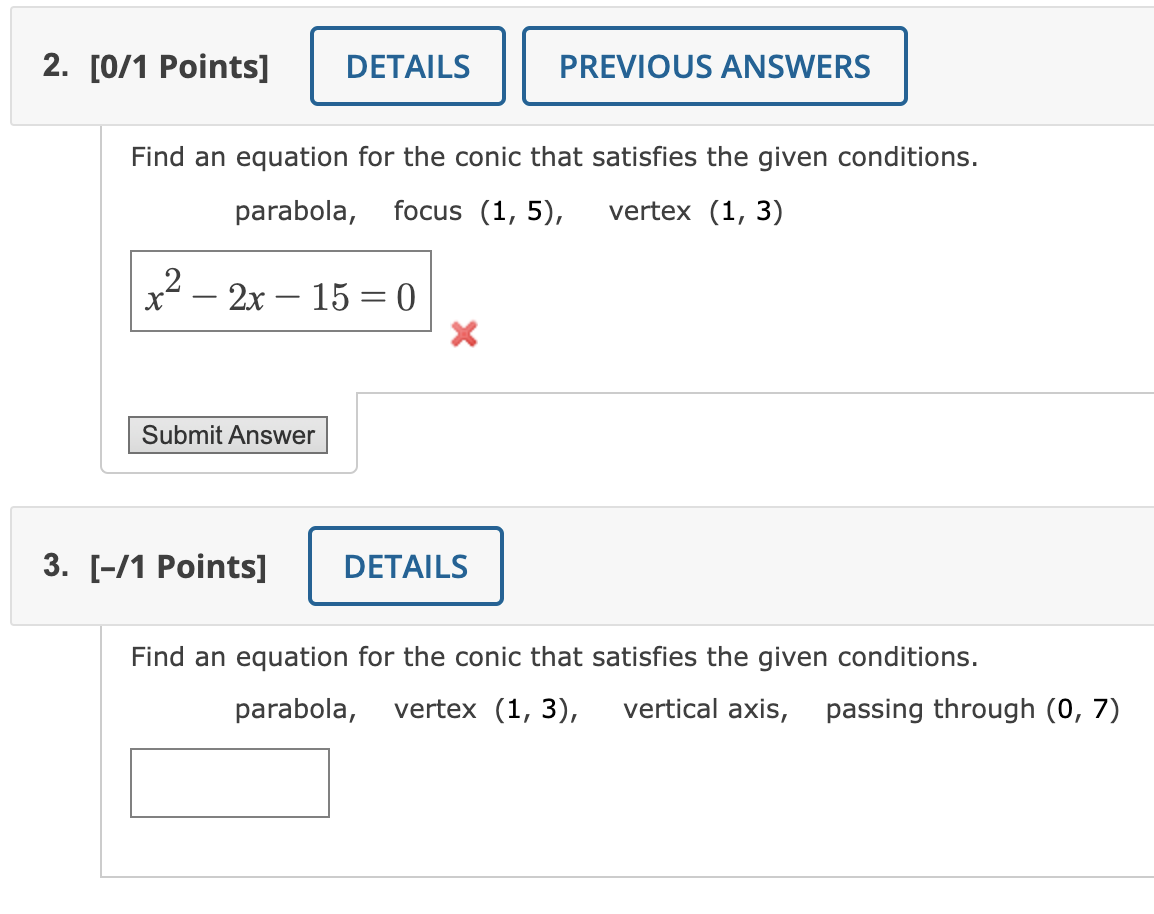 Solved 2. [0/1 Points] DETAILS PREVIOUS ANSWERS Find an | Chegg.com