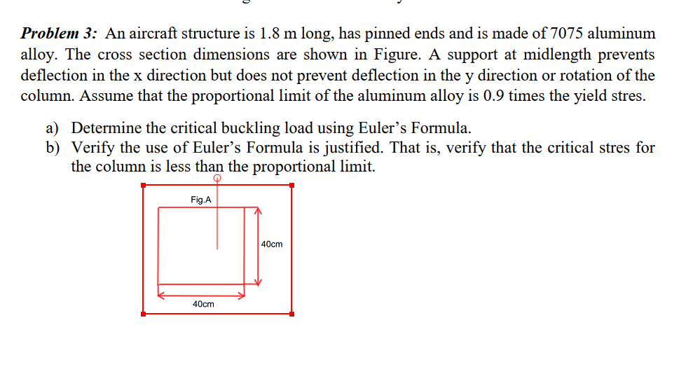 Solved Problem 3: An aircraft structure is 1.8 m long, has | Chegg.com