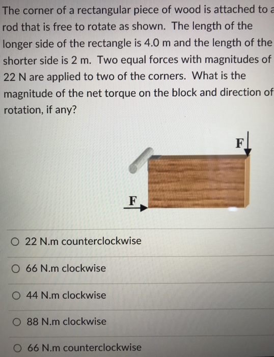 Solved The corner of a rectangular piece of wood is attached