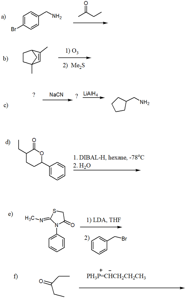 Solved b) 1) O3 2) Me2 S ? d) 1. DIBAL-H, hexane, −78∘C 2. | Chegg.com