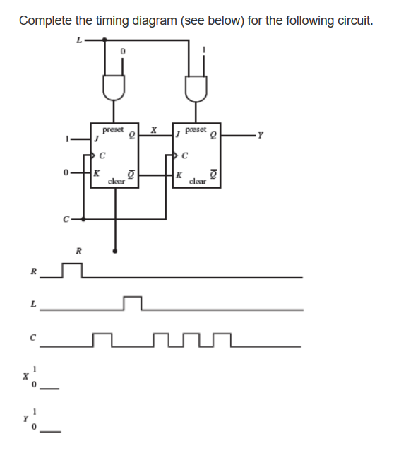 Solved Complete the timing diagram (see below) for the | Chegg.com