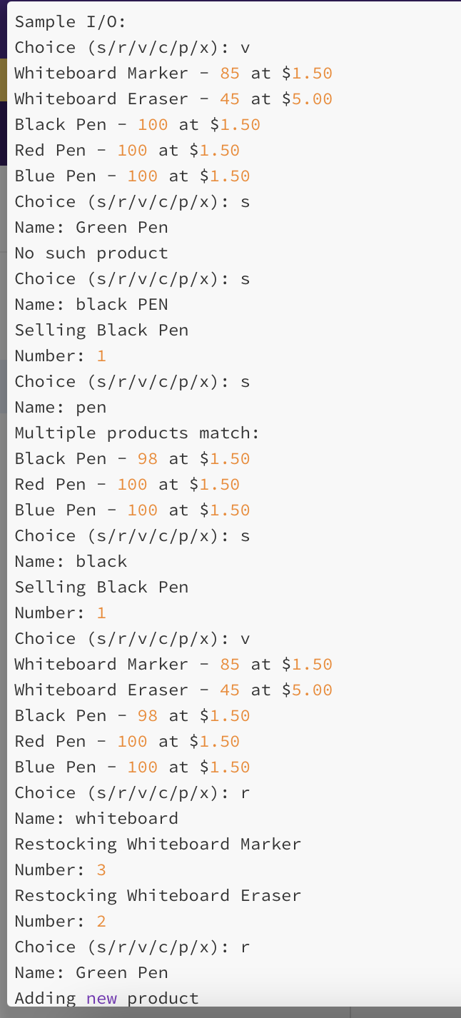 Solved SOLVE IN Python:Store A store sells a number of | Chegg.com