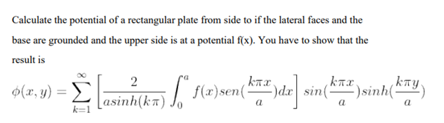 Solved Calculate the potential of a rectangular plate from | Chegg.com