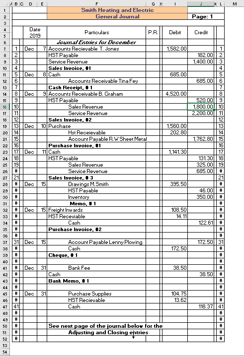 general ledger entries