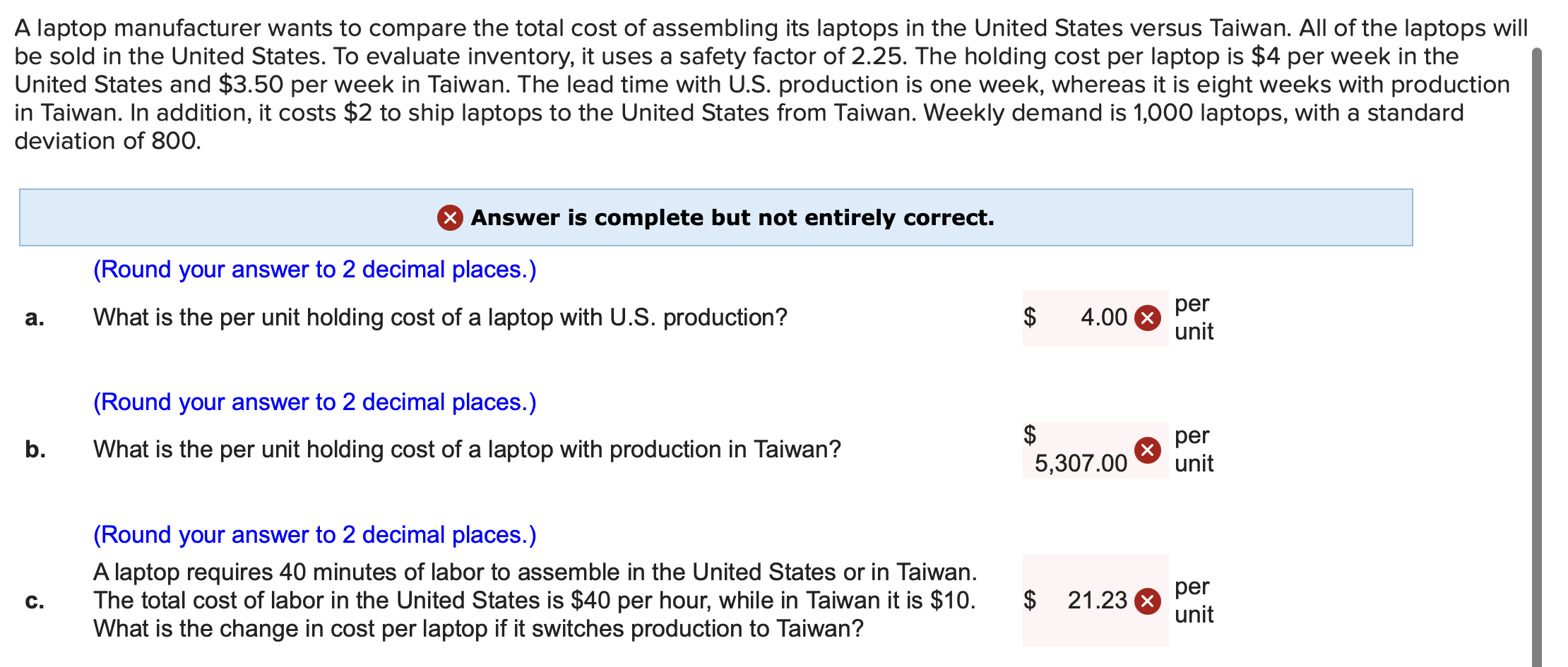 Solved A laptop manufacturer wants to compare the total cost