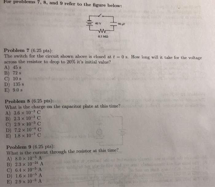 Solved For problems 7, 8, and 9 refer to the figure below: | Chegg.com