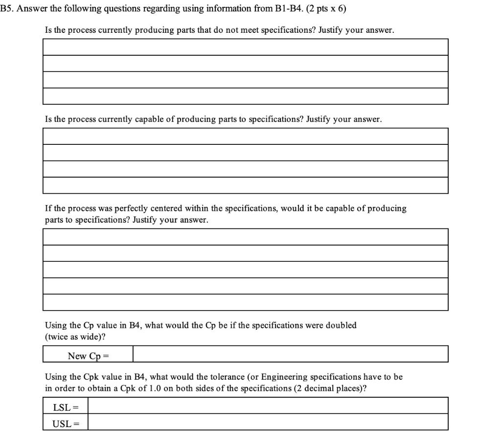 B1. Calculate the following values in the provided | Chegg.com