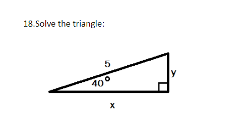 Solved 18.Solve the triangle: 5 y 400 х | Chegg.com