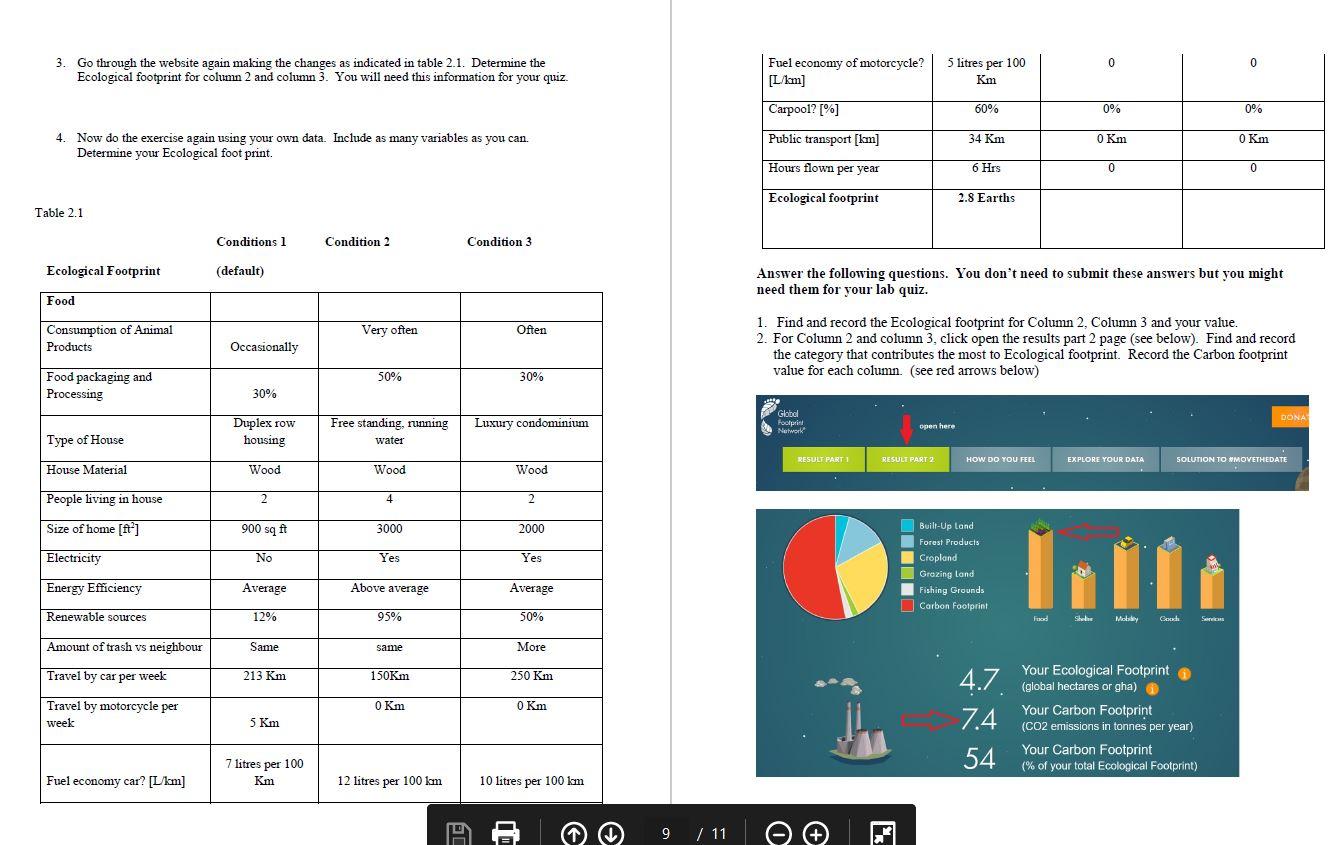 Exercise 22: Calculating your Ecological Footprint A  Chegg.com Within Ecological Footprint Calculator Worksheet