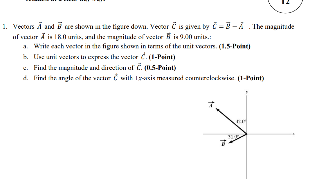 Solved 1. Vectors A and B are shown in the figure down. | Chegg.com
