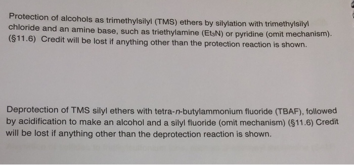 Solved Protection of alcohols as trimethylsilyl (TMS) ethers | Chegg.com