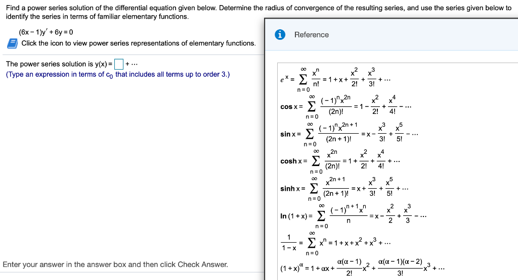 Solved Find a power series solution of the differential | Chegg.com