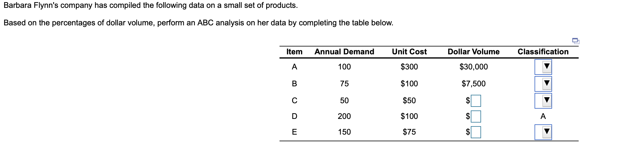 Solved The Dropdown Arrows Give You The Option Between A, B, | Chegg.com