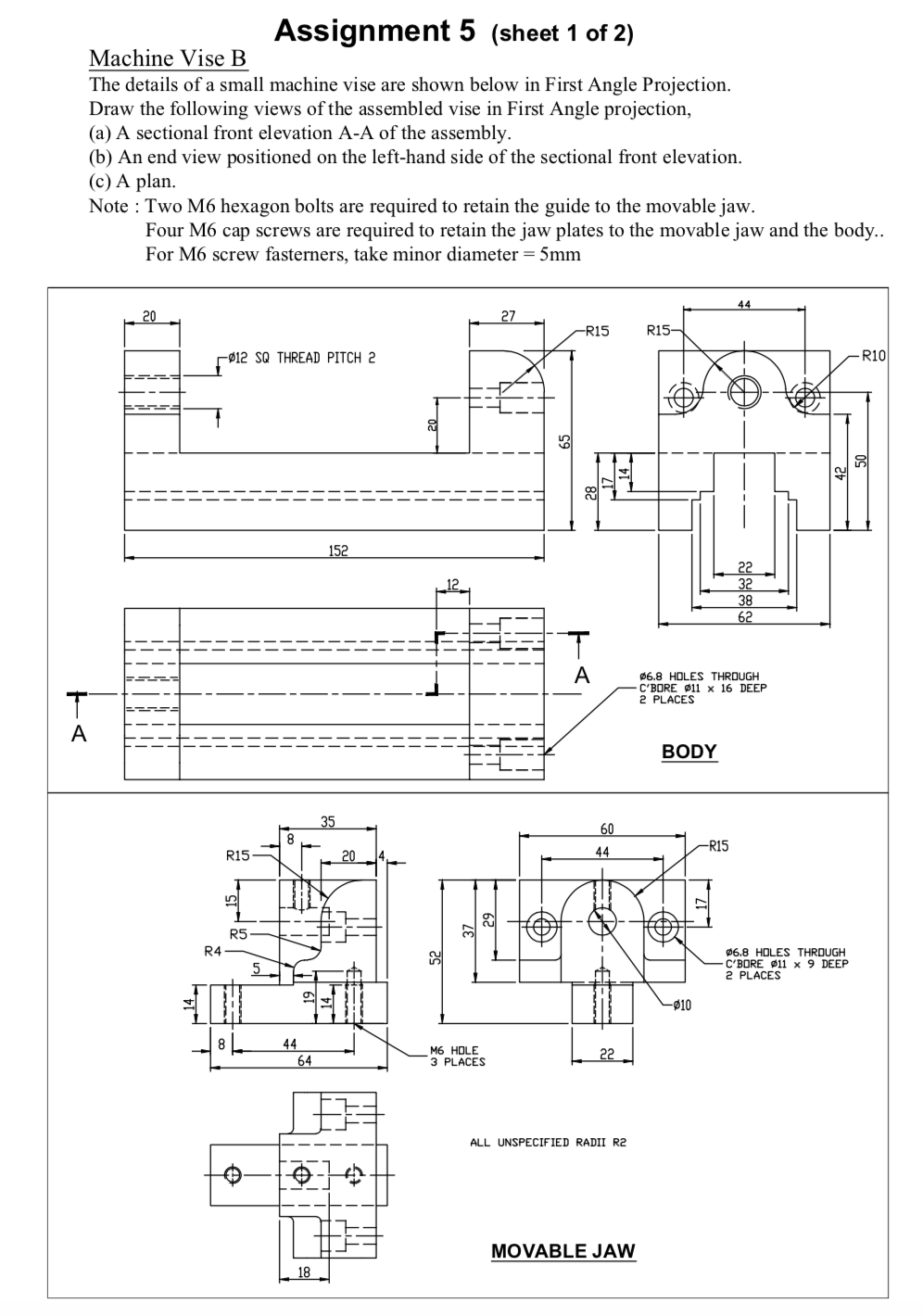 Assignment 5 (sheet 1 of 2) Machine Vise B The | Chegg.com
