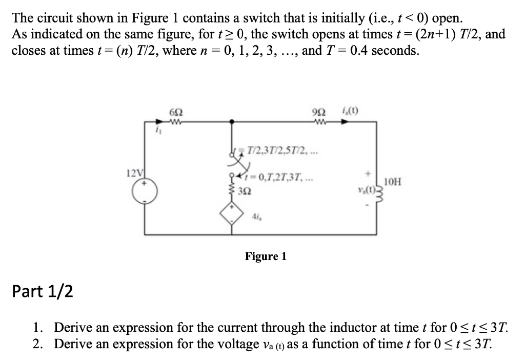 The circuit shown in Figure 1 contains a switch that | Chegg.com