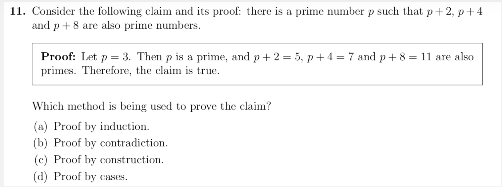 Solved 11. Consider The Following Claim And Its Proof: There | Chegg.com