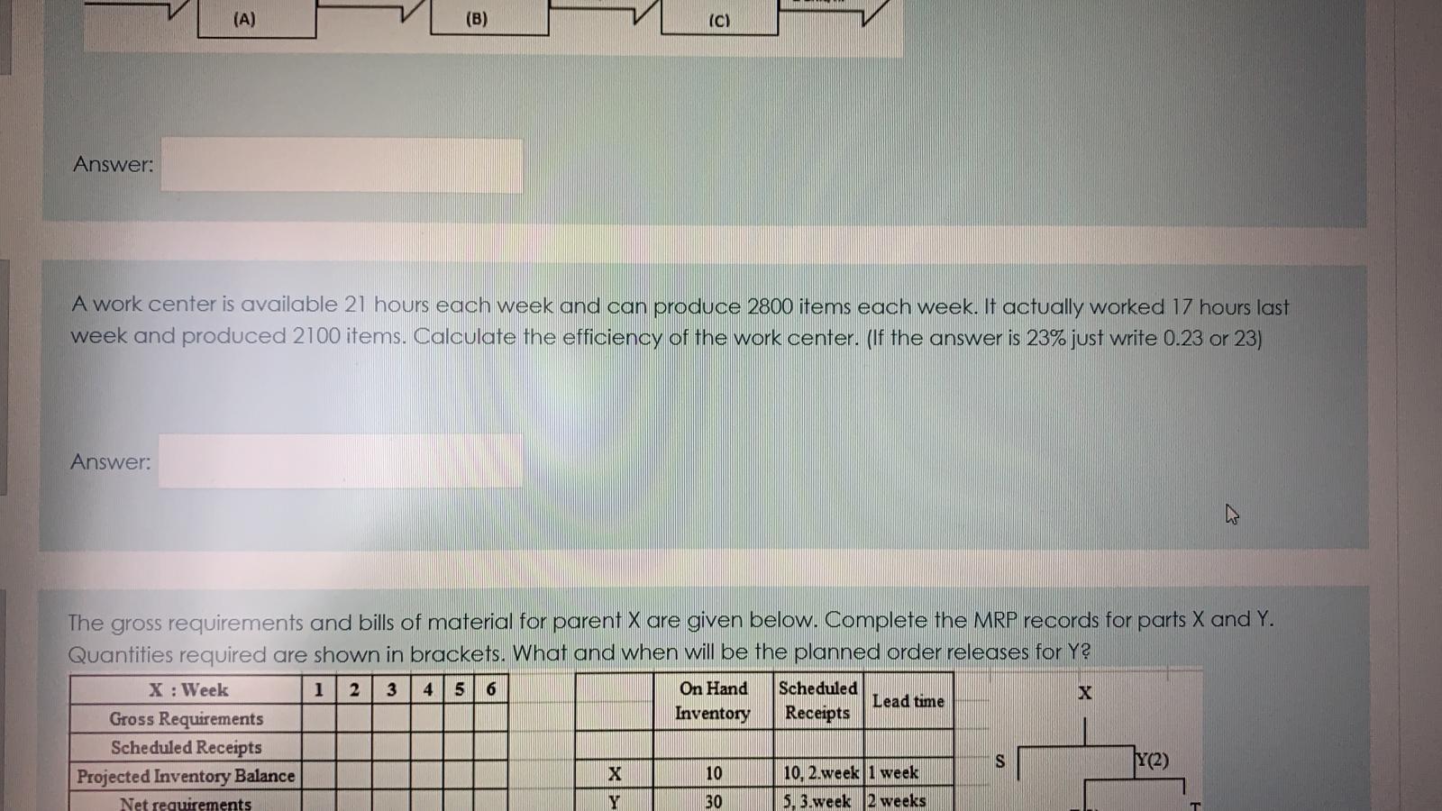 Solved (A) (B) (c) Answer: A work center is available 21 | Chegg.com
