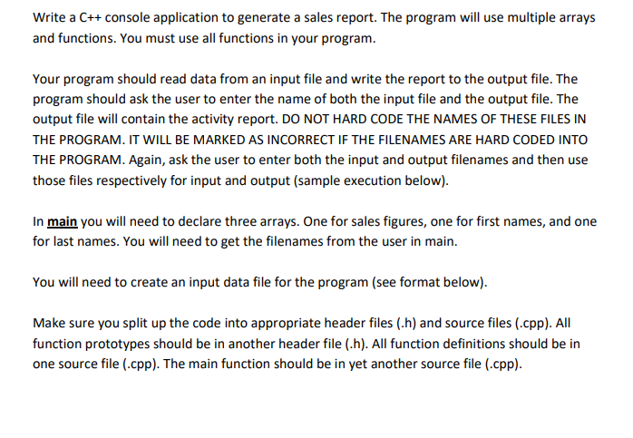 Solved Write a C++ console application to generate a sales | Chegg.com
