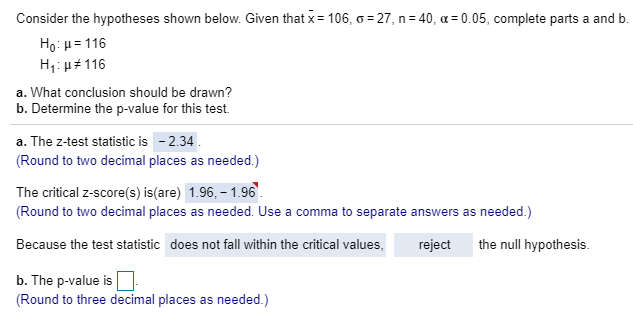 Solved Consider The Hypotheses Shown Below. Given That X = | Chegg.com