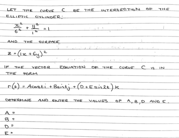 Solved Re The Intersection Let The Curve Elliptic Cylinde Chegg Com