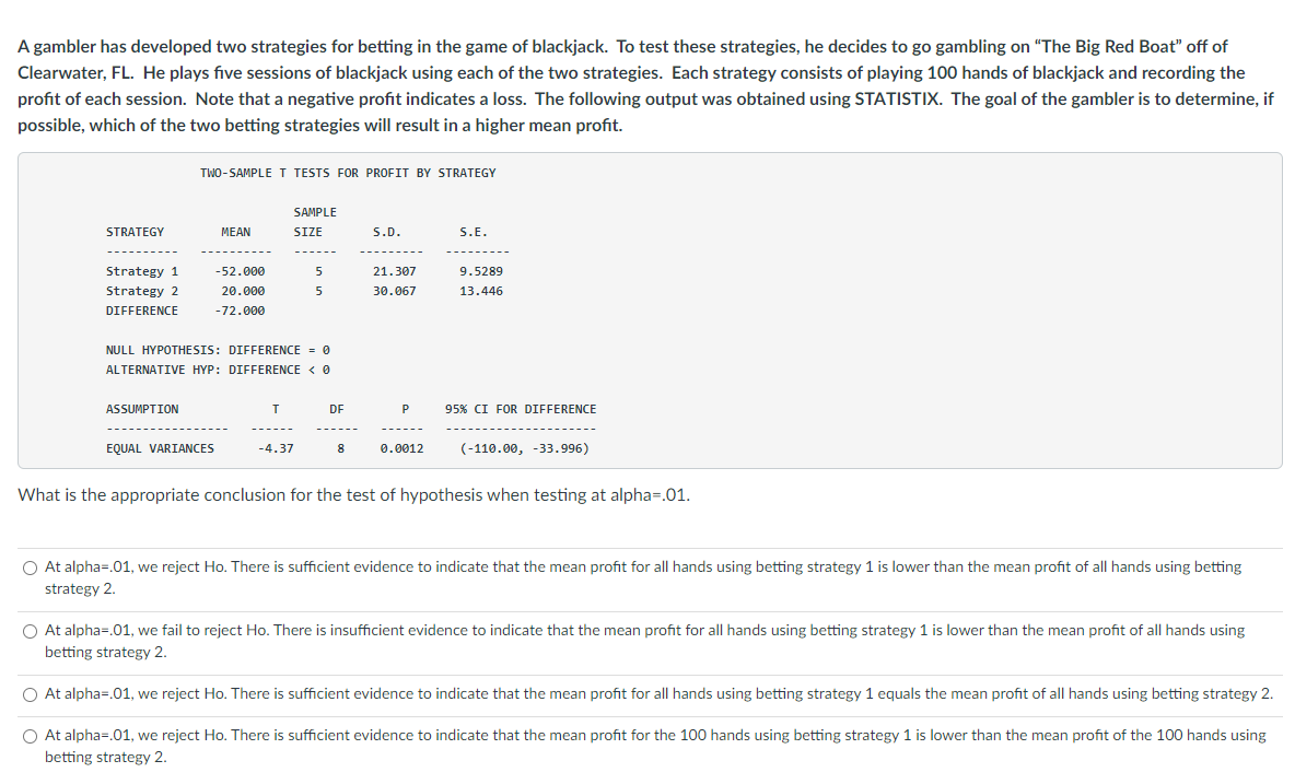 Solved A Gambler Has Developed Two Strategies For Betting In | Chegg.com