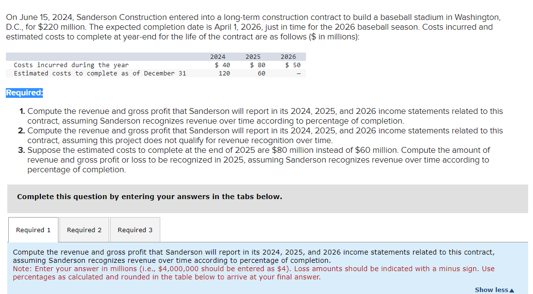 Solved On June 15, 2024, Sanderson Construction entered into