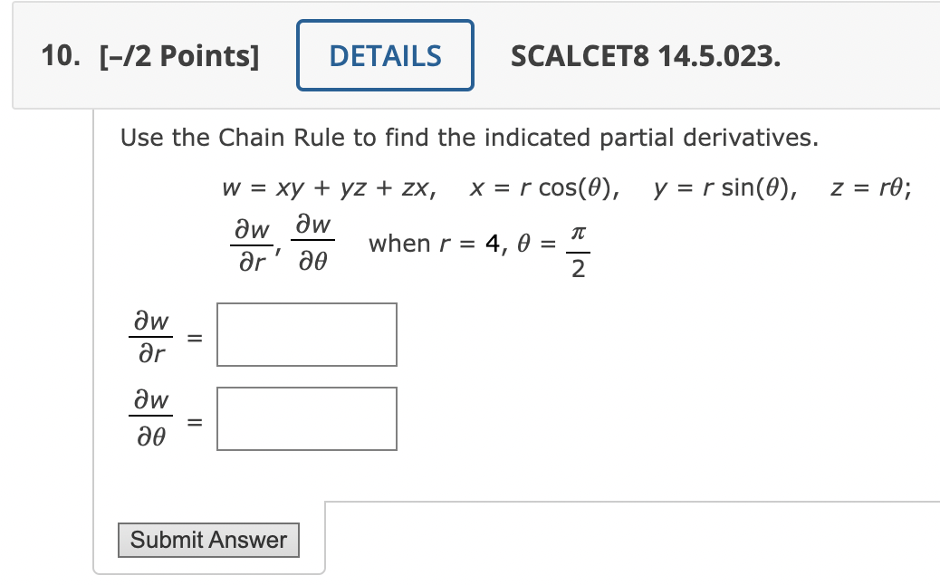 Solved Use the Chain Rule to find the indicated partial | Chegg.com