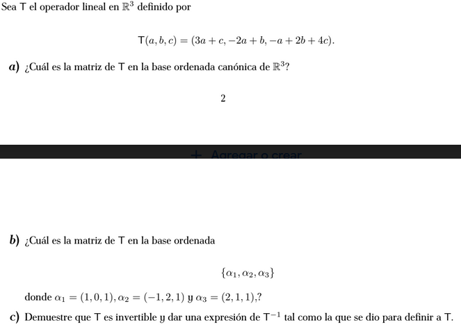Solved Sea T ﻿el operador lineal en R3 ﻿definido