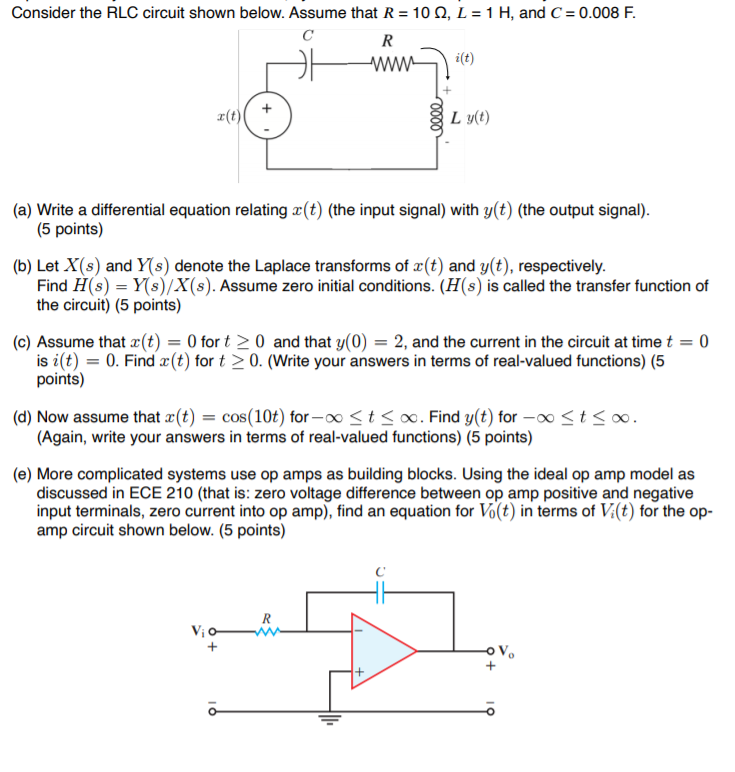 Solved Consider The Rlc Circuit Shown Below Assume That Chegg Com
