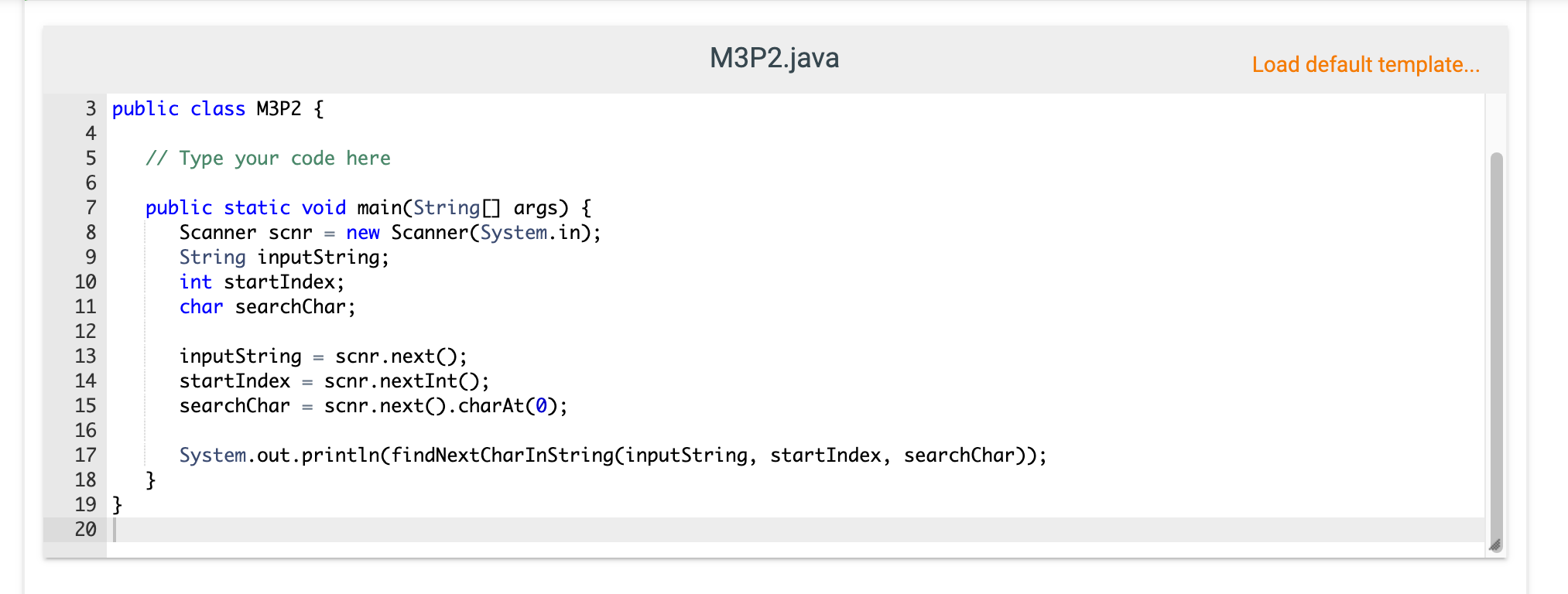 Solved IN JAVA Complete this program by writing a method | Chegg.com