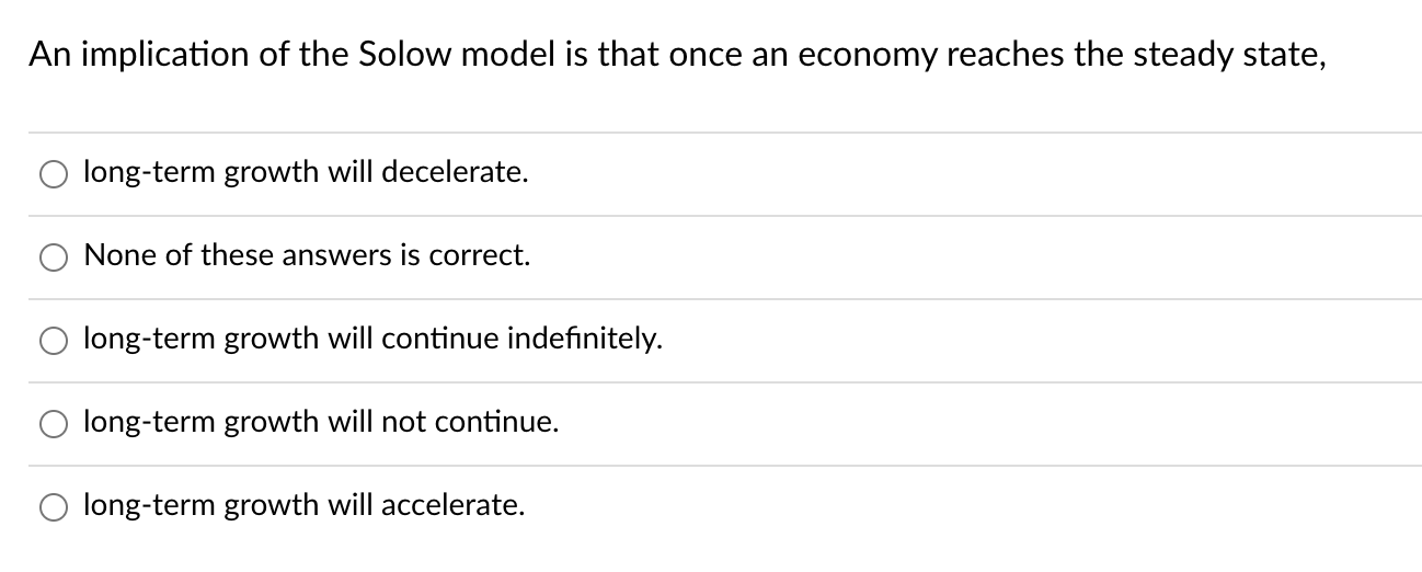 Solved An implication of the Solow model is that once an | Chegg.com