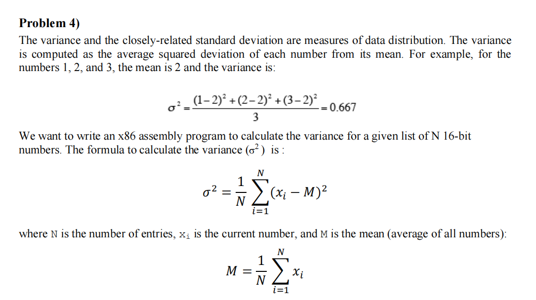 Solved Problem 4) The variance and the closely-related | Chegg.com