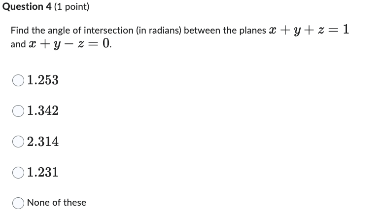 Solved Find The Angle Of Intersection (in Radians) Between | Chegg.com