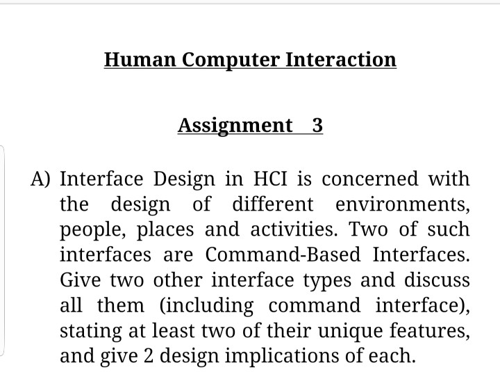 human computer interaction assignment