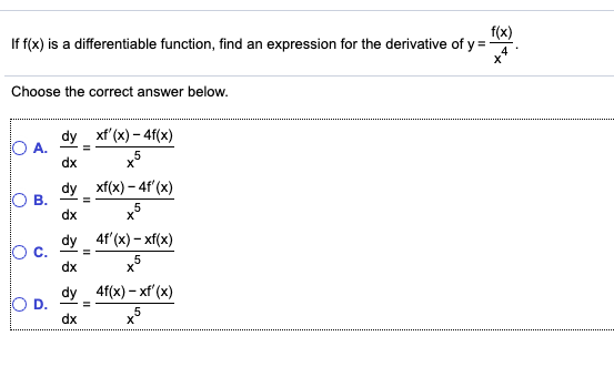 Solved f(x) If f(x) is a differentiable function, find an | Chegg.com