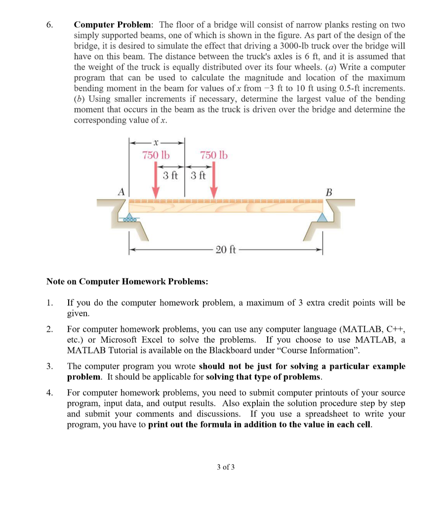 Solved 6. Computer Problem: The floor of a bridge will | Chegg.com