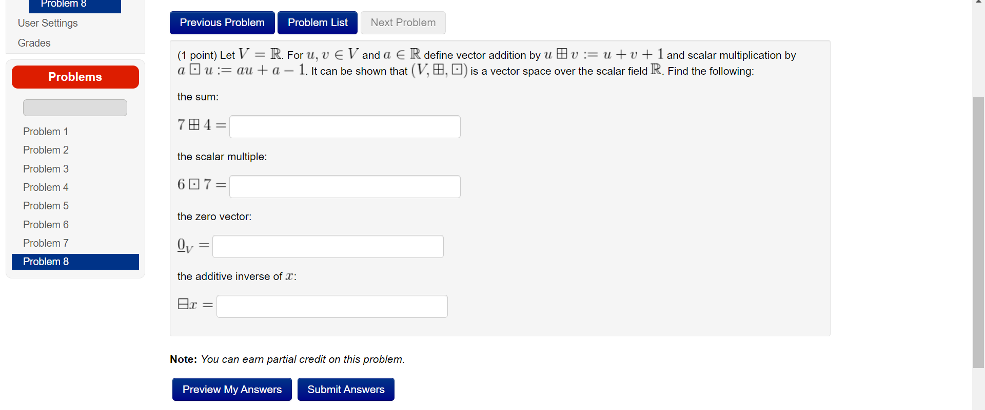 Solved 1 point let v r for u v v and a r define vector chegg