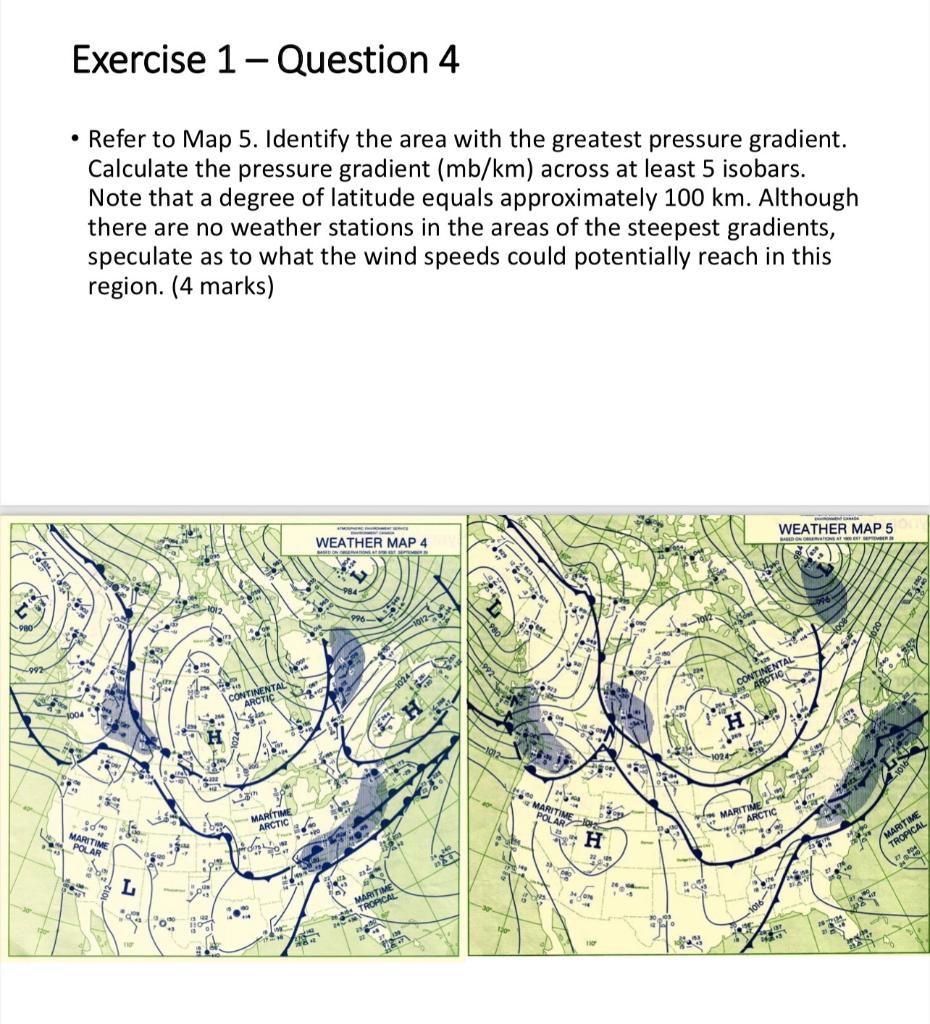 Solved Exercise 1 - WEATHER MAP INTERPRETATION Question 1 • | Chegg.com