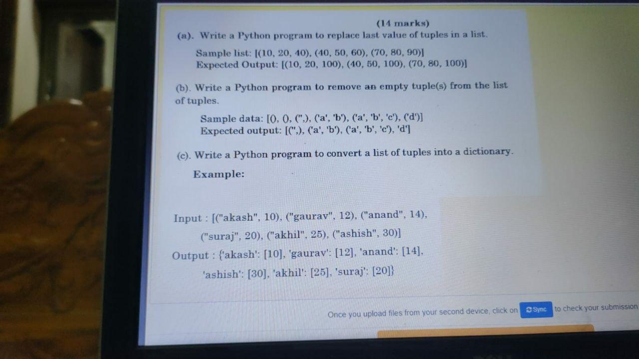 Solved (14 marks) (a). Write a Python program to replace | Chegg.com