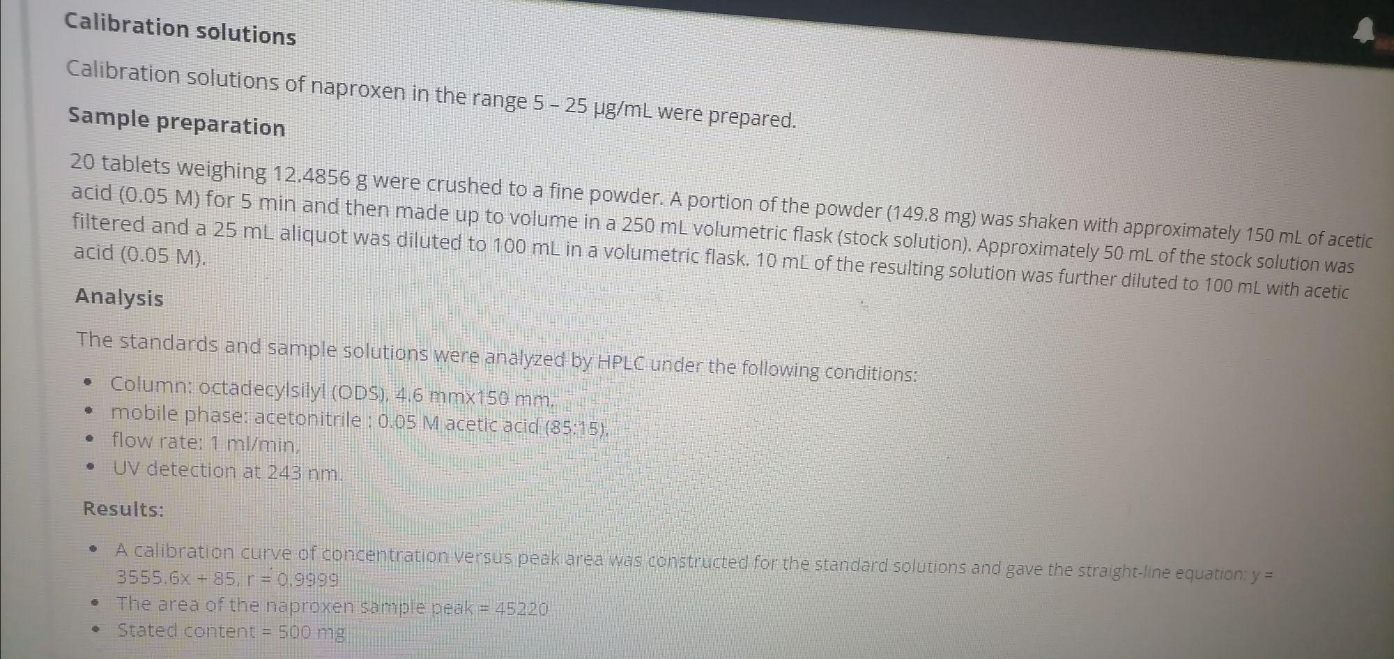 Solved Calibration Solutions Calibration Solutions Of | Chegg.com