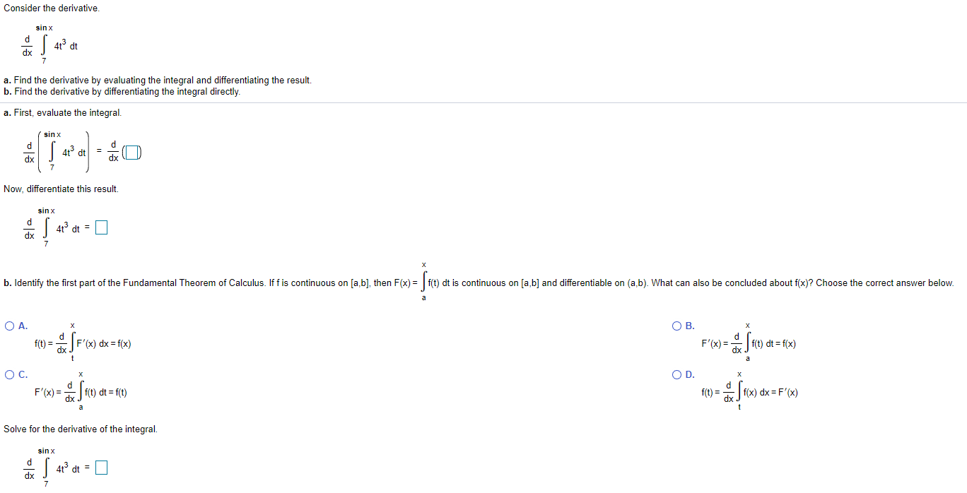 Solved Consider the derivative sinx d dx 41° dit a. Find the | Chegg.com