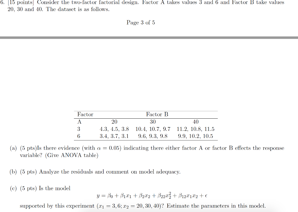 Solved 6. 15 Points Consider The Two-factor Factorial | Chegg.com